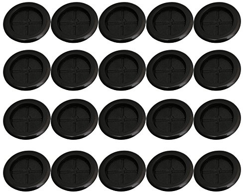 BQLZR 40mm Schwarz Runde Form Einseitig Geschlossen Leere Gummidraht Ösen Dichtungen Schutzring Heimwerkerpackung mit 20 Stück