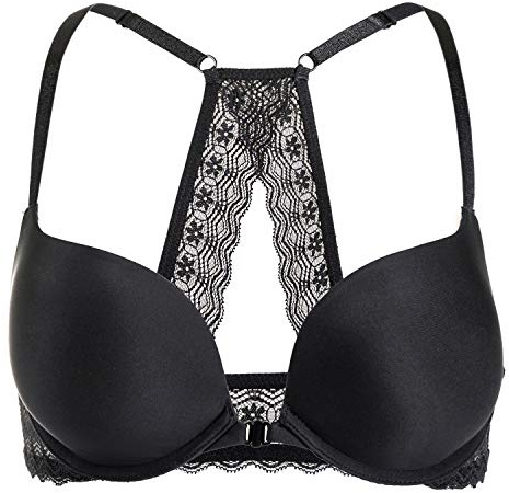 DOBREVA Push Up Bra Front Fastening Racerback Black 38D