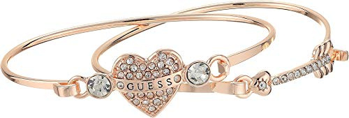 GUESS Women's Duo Tension Bangle Set with Heart and Arrow