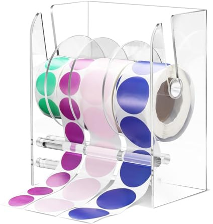 Verstellbarer Etikettenspender, Acryl-Aufkleberrollenspender, Aufkleberrollenhalter, Transparente Etikettenhalter, Aufkleberhalter, 4 Scheiben