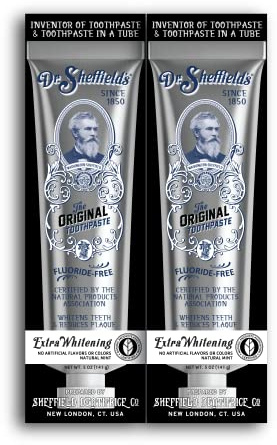Dr. Sheffield’s The Original Toothpaste (Extra-Whitening) - Great Tasting, Fluoride Free Toothpaste/Freshen Your Breath, Whiten Your Teeth, Reduce Plaque (2-Pack)