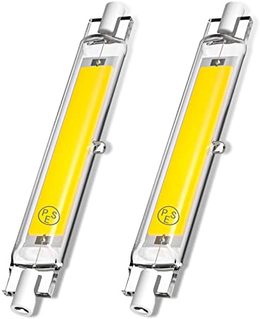 Lustaled 118MM R7S COB LED Bulbs, 9W J Type 118MM Double Ended LED Lights 120V T3 R7S Base 100W Halogen Floodlight Replacement for Garage Speciality Lighting Floor Lamps (Daylight 6000K, 2-Pack)