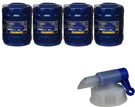 4x 20 Liter MANNOL Motoröl SAE 10W-40 DIESEL EXTRA Engine Oil Öl + Auslaufhahn