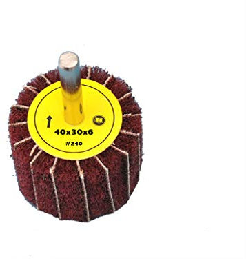 Fächerschleifer mit Vlies-Gewebekombination 40mmx30mm, 6mm Einspannschaft, Körnung: 240 - Schleifmopstift, Lamellenschleifer, Schleifmop Schleifvlies, Lamellenrad mit Schaft.