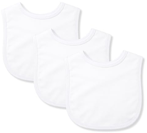Baby Bibs, 100% Cotton Dribble Bibs For Boys & Girls 0-24 Months 3 Pack or 6 Pack, Teething Bib, Milk Feeding Bib White 3 Pack