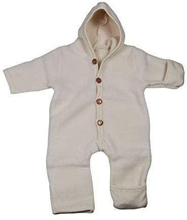 Cosilana Baby Wollvlies Overall mit Handschutz (Ecru, 50/56)