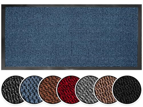 BLADO Washable Door Mats Indoor & Outdoor - Non-Slippery Heavy Duty - Stylish & Large Rubber - Perfect Dust Grabbing Doormats (Blue, 40cm x 60cm)