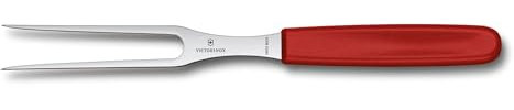Victorinox Swiss Classic, Profi Tranchiergabel, Extra Scharfe Klinge, 15 cm, Robuster Kunststoffgriff, Rostfreier Stahl, rot