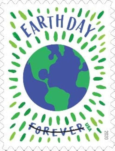 USPS Earth Day Forever Stamps -- Booklet of 20 Postage Stamps -- Save Earth, Recycle, Awareness, Thank You, Climate, Party --