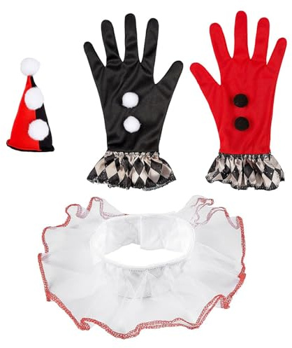 Widmann - Fancy Dress Set, Mini Hat, Collar, Gloves, Circus, Killer Clown Carnival, Theme Party