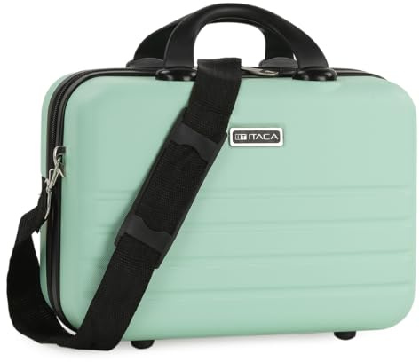 ITACA - Styv stor ungdomsresa Toalettväska tillverkad av resistent och lätt ABS-material. Zip stängning. Toalettväska med spegel Bakband för Trolley, Mynta