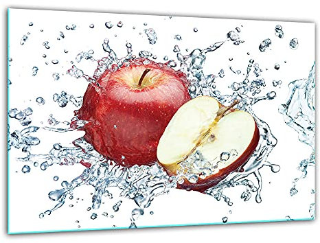 TMK, Tagliere in vetro, 30 x 22 cm, con motivo fruttato, colore: bianco