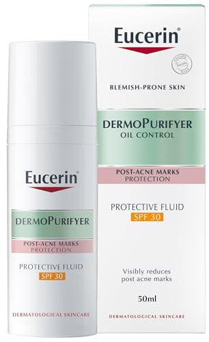Eucerin DermoPurifyer Oil Control Fluido Protettivo SPF 30 50 ml, Crema viso antimacchie, anti imperfezioni e anti lucidità con protezione solare, Crema viso pelle grassa e acneica