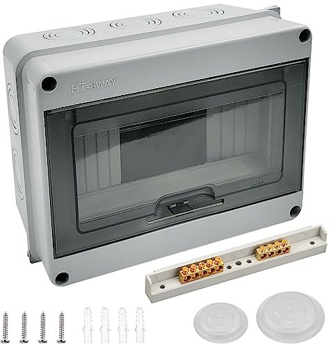 8 Way Consumer Unit, DIN Rail Box With Terminals, IP65 Electrical Enclosure, Waterproof Transparent Window Consumer Unit, Consumer Circuit Breaker Box