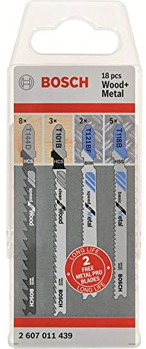 Bosch Lama per seghetto alternativo in metallo e legno, 16 + 2 set