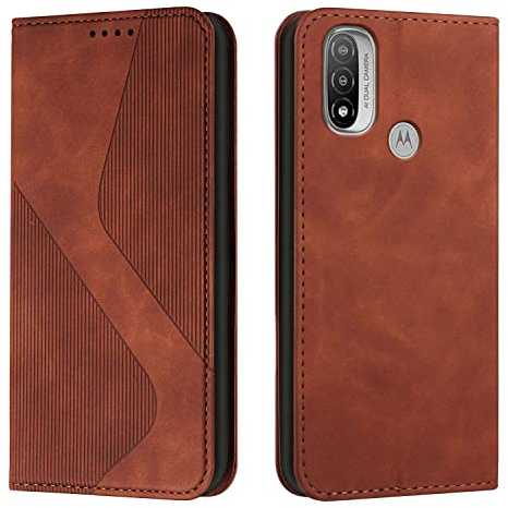 Mo-Somnus Funda para Motorola Moto E20/E40/Moto E30, Funda Carcasa de Cuero para Motorola Moto E20/E40/Moto E30, Cuero Billetera Flip Carcasa Magnético con Cáscara de TPU, Ranura para Tarjeta (Marrón)