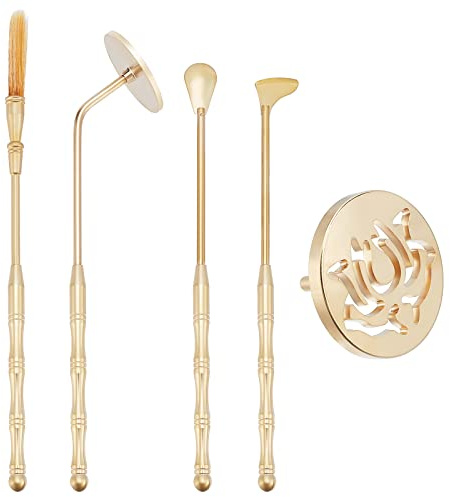 WEBEEDY 5 Stück Räucherstäbchenherstellungs-Set Messing Weihrauchhalter Lotus Räucherform Räucherlöffel Weihrauch Kegelformen Räucherpresse Schaufelbürste DIY Weihrauch Molding Tool Weihnachtsdekor