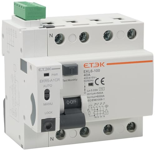 Différentiel à Réarmement Automatique Triphasé 4P (3P+N) 40A 30mA 6Ka. Disjoncteur Différentiel Avec Réenclenchement Automatique Type AC. RCCB
