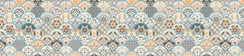 HUBDECO Selbstklebende Küchentapete Tapete - Fototapete Aufkleber mit Mattem Laminat Überzogen - auf Fliesen, Plexi, Möbeln, Schränken, Spiegeln - Mandala-Muster 260x60