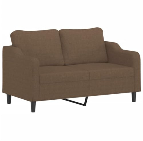 vidaXL Sofa 2-Sitzer, Loungesofa Couch mit Armlehnen Rückenkissen, Wohnzimmersofa Designsofa mit Metallgestell, Sitzmöbel Zweisitzer, Braun Stoff