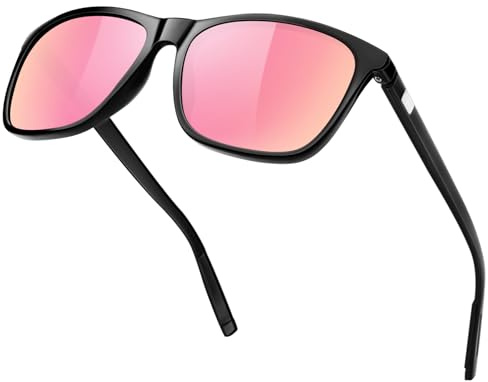 KANASTAL Sonnenbrille Damen Herren Polarisierte | Verspiegelt, Klassische Retro Rechteckig, UV400 Schutz, Anti Glare, Transparent Rahmen, Al-Mg Bügel, Wandern Angeln, Alltag