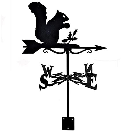 Dekoration, Wetterfahne, Eichhörnchen, Pferd, Zaun, Dachs, schwarzer Wetterhahn, Wetterfahne, vom Wind verweht, Richtungsanzeiger mit Anti-Rost-Beschichtung Außendach, Bauernhof, Hofmontage, Hofdekor