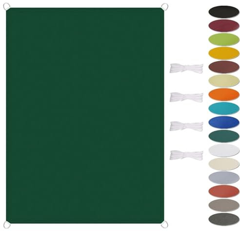 Sonnensegel Wasserdicht Quadratisch 3 x 6 m Rechteckig Schattennetz Segeltuch Meterware Premium PES Polyester Imprägniert für Garten Terrasse Outdoor Camping, Dunkelgrün