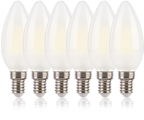 FLSNT E14 LED Light Bulb 60W Equivalent 4000K Cool White, 5.5W C35 Small Screw Light Bulb, B11 SES E14 Bulb 750LM, Non-Dimmable, Pack of 6