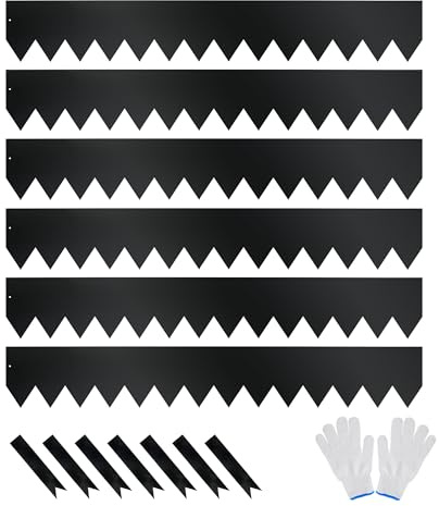 JonesHouseDeco Paquete de 6 bordes de césped galvanizados de 1 m de largo x 11,43 cm de alto con borde de acero con recubrimiento en polvo negro, borde decorativo de metal de calibre 14 (4 m de