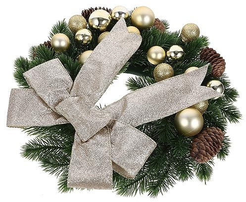 Warmhm Frohe Weihnachten Kränze für Die Haustür Blumenschleifenkranz Festliche Türdekoration Exquisiter Weihnachtskranz Einfach Zu Verwendender Türbehang