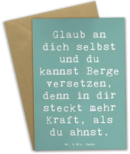 Mr. & Mrs. Panda Grußkarte Spruch Selbstvertrauen stärken - Geschenk, einladungskarten, genesungskarte, Vertrauem, stark sein, Inspiration, Mutmacher, glückwunschkarten, osterkarte, Lebenshilfe, Trost