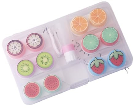 MYSUNBAR Kontaktlinsenbehälter 6 Stück, süße Obstkontakte, farbige Linsen, Behälter, Aufbewahrungsbox, Reise-Set, Siehe Abbildung, 16x10cm