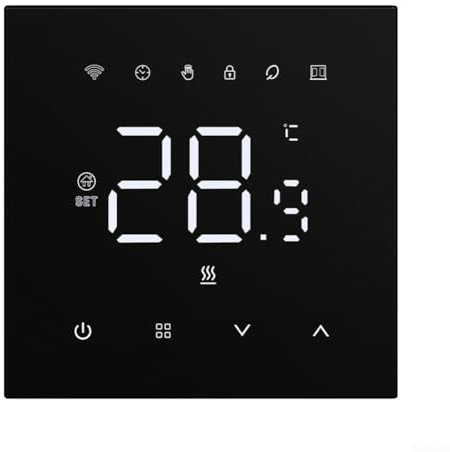 Programmierbares Smart-Thermostat, Touchscreen, WLAN, Smart-Thermostat, Wandmontage, Heizkessel, Temperaturregler (Wasser-/Gaskessel, schwarz)