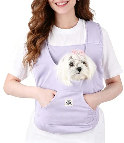 FLAdorepet Small Dog Front Carrier Sling Bag Pet Chest Backpack,Purple | Hands Free;For Extra Small Dog Cat and Rabbit;Chihuahua Yorkie Teacup;For Walking Traveling Hiking;Safety Buckle Inner