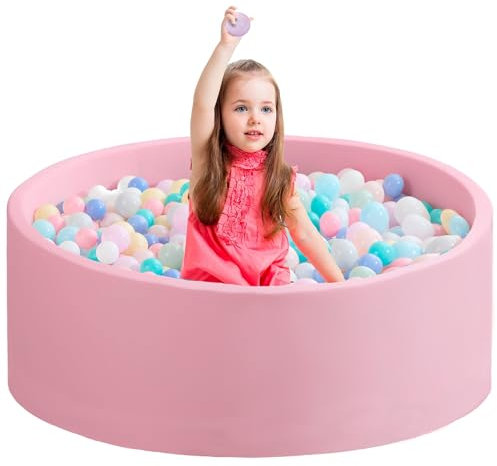 Zedachica Ball Pit for Toddlers 35.43''x11.81 Baby Ball Pits Soft Memory Foam Ball Pit Round Kids Ball Pit Indoor Game Kids Play Ball Pool Ideal Gift for Girls and Boys (Pink, NO Balls)