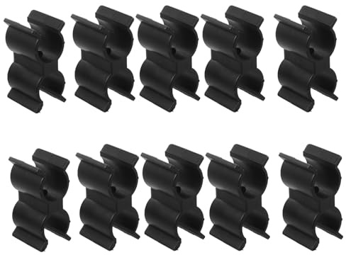 10 Stück Kunststoff-Doppelrohrschellen, schwarz, 22–25 mm, Regalstangenverbinder, Rohrschellen, Kettenglied-Zaunpaneelverbindungsklemmen, Boot, Wohnmobil, Befestigungszubehör