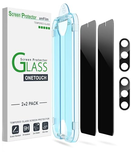 amFilm 2+2 Pezzi Protezione dello schermo di Privacy per Samsung Galaxy S25 Plus 5G, con Protezioni di Vetro Temperato dell'obiettivo della Fotocamera [Anti-Spia e Protezione della Privacy]