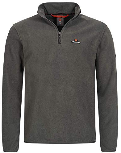 Höhenhorn Skyja herr fleece pullover höst vinter mikrofiber sweatshirt halv dragkedja fleecetröja, GRÅ, 4XL