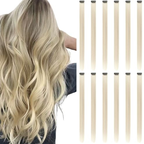 Bunte Clip-in Haarverlängerungen, Blond, 12 Stück
