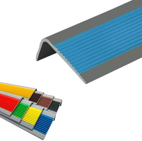 Nez de Marche Pvc, L Profilé Protection de Bord de Marche D'escalier, Autoadhésif, Bonne Flexibilité, Pour Marches Intérieures Et Extérieures, Profilé de Bord de Marche En PVC(Grayish blue,1.6m/63in)