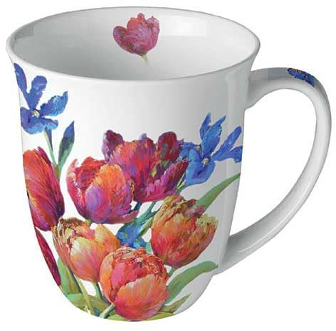 Ambiente Tazza in porcellana ca. 400 ml tazza Bone China Mug per tè o caffè primavera estate Pasqua Tulips of joy