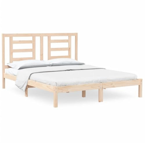 HEFZGDB Massivholzbett ohne Matratze 160x200 cm Kiefernholz Bette Gästebett Bettgestell Doppelbett für Herberge Gästezimmer Wohnbereich Schlafzimmer