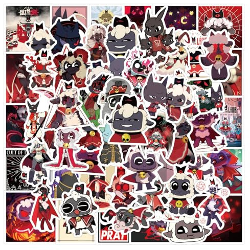 120 Pcs Cult of The Lamb Scrawl Stickers for Guitar,Bicycle,Laptop,Water Bottles,Skateboard,Computer,Lamb Cute Style Stickers Waterproof Vinyl,Graffiti Decoration for Girls Boys Teens