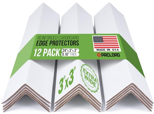 Paclord Extra-Wide 24 x 3 x 3 Reinforced Cardboard Edge Protectors (Pack of 12) – 0.16 Standard-Duty Thickness – Cardboard Edge Protectors for Shipping – American Quality Pallet Edge Protector