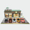 ZAWALUD 1/64 Scale Diecast Parking Garage Display Case, Art Deco Coffee Shop Theme, 5 Outdoor Parking Spaces, Adults, Men, Boys, Teens, Model Car Enthusiasts
