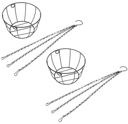 INOOMP 2stücke Hängekorb Aus Metall Mit Kette Für Pflanzen Geeignet Für Balkon Und Veranda Robustes Draht-pflanzgefäßhalter Außenbereich Und Zuhause