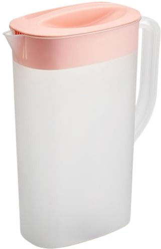 Lawnrden Water Jug for Fridge 2.5L Thickening Water Jugs with Lids Heat & Cold Resistant Container with Filter for Fruit Juice Milk Drinks Style 1, Plastic Jug