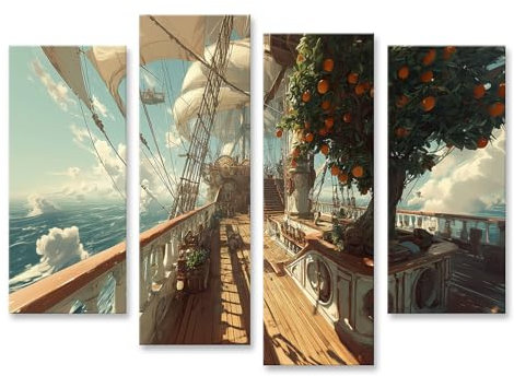 islandburner Bild auf Leinwand Segelschiff mit Orangenbäumen auf hoher See Bilder Wandbilder Poster