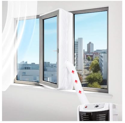 GIDWRIY Adattatore Finestra per Condizionatore Guarnizione 400 cm,Tenda Condizionatore Finestra,Chiusura Condizionatore Finestra,Air Conditioner Window Seal,Accessori Condizionatore Portatile