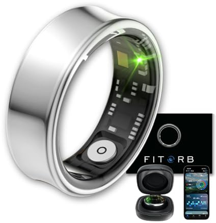 Fitorb Smart Ring Pro - Das Original. High-Tech Fitness- & Gesundheitsring, Schlafanalyse, 24/7 Aktivitätstracking. Temperaturmessung, Stress. Proberinge. (Neptun, Silber, 16,7 mm (6))